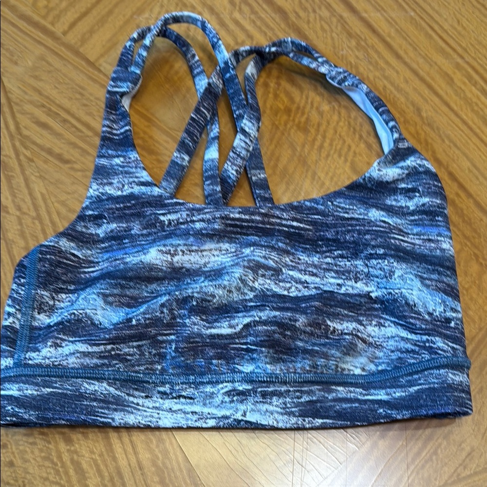 Blue Patterned Women's Sports Bra